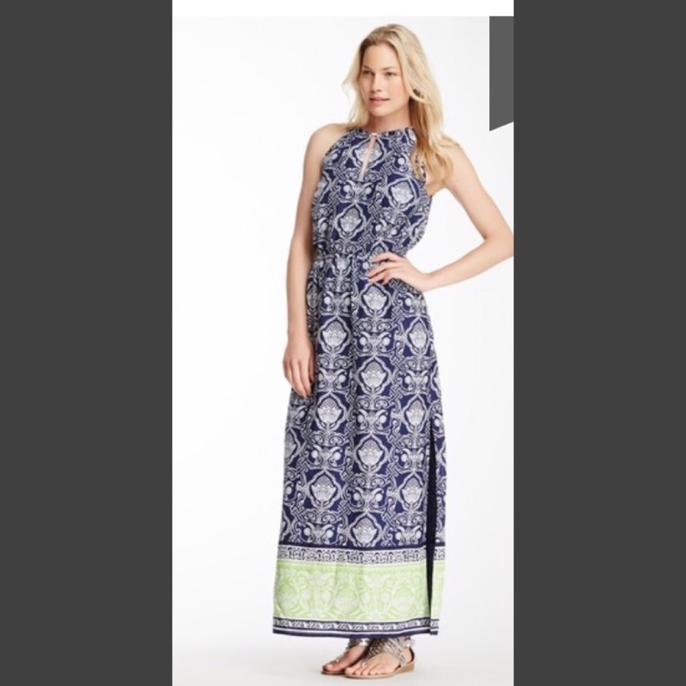 C Wonder Pineapple Scroll Border Print Maxi Dress - image 1